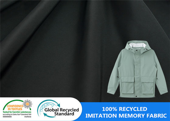 100% 75D chai nhựa tái chế Vải Twill Bộ nhớ chống thấm nước Áo gió