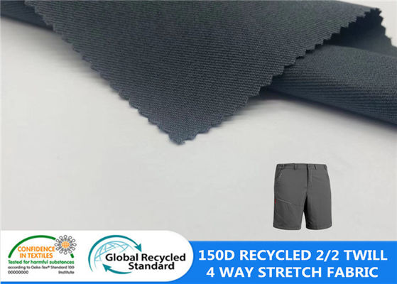 92% Polyester tái chế 8% SP 150D 2/2 Twill Vải co giãn 4 chiều dày 226GSM Vải ngoài trời chống thấm nước