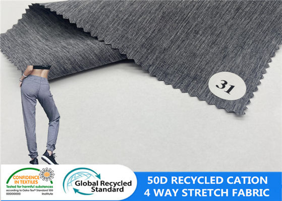 50D tái chế Cation Polyester Vải thun đàn hồi Vải chống ẩm nhẹ